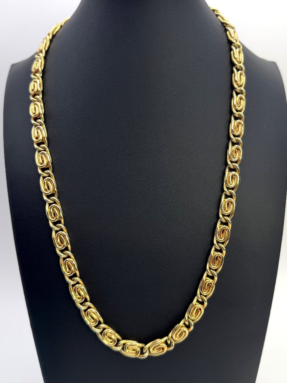 Vintage Spiral Snail Link Chain Necklace 22” Heavy 100g Gold Tone